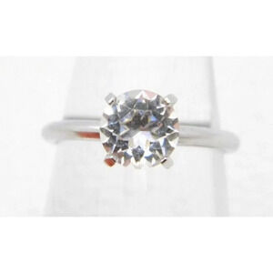 UNCAS Signed Silver Tone CZ Rhinestone Solitaire